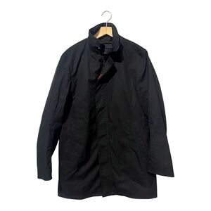 Sanyo Men's Parka Coat Size 38 Black 3/4 Length Packable Hood Removable Lining